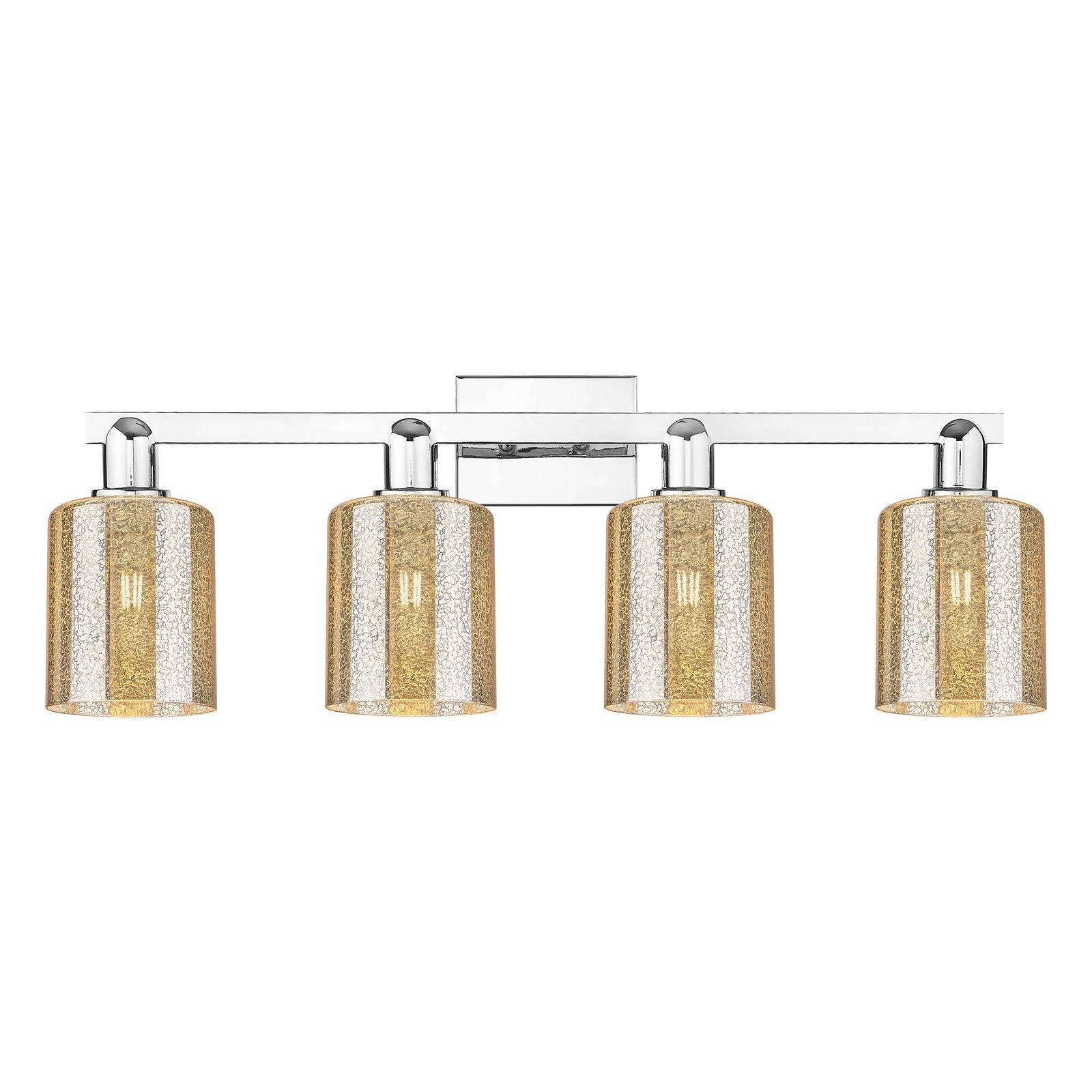 Innovations Cobbleskill 32in 4-Light Bath Vanity Light | Industrial Polished Chrome and Mercury Glass | Bathroom Vanity | Model 716-4W-PC-G116