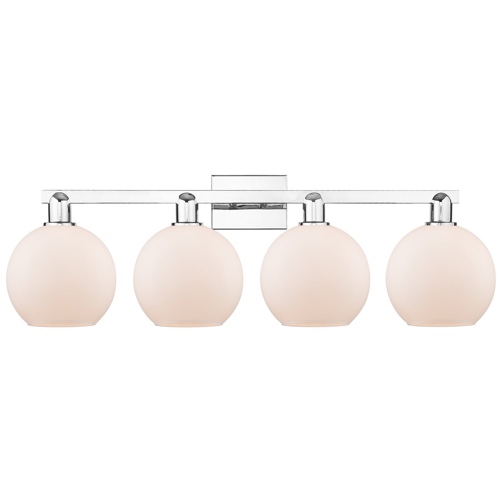 Innovations Athens 35in 4-Light Bath Vanity Light | Industrial Modern Polished Chrome and Matte White Glass | Bathroom Vanity & | Model 716-4W-PC-G121-8