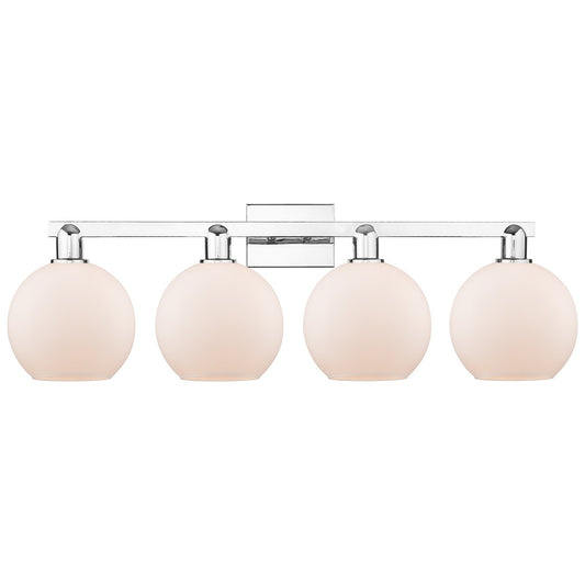 Innovations Athens 35in 4-Light Bath Vanity Light | Industrial Modern Polished Chrome and Matte White Glass | Bathroom Vanity & | Model 716-4W-PC-G121-8
