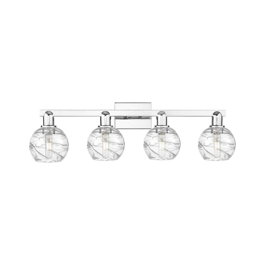 Innovations Athens Deco Swirl 36in 4-Light Bath Vanity Light | Industrial Polished Chrome Steel and Clear Glass | Bathroom | Model 716-4W-PC-G1213-6CL