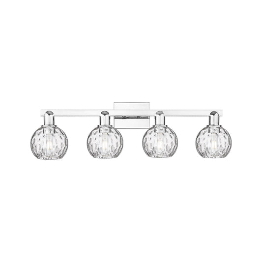 Innovations Athens Water Glass 33in 4-Light Bath Vanity Light | Industrial Polished Chrome and Clear Water Glass | Bathroom | Model 716-4W-PC-G1215-6