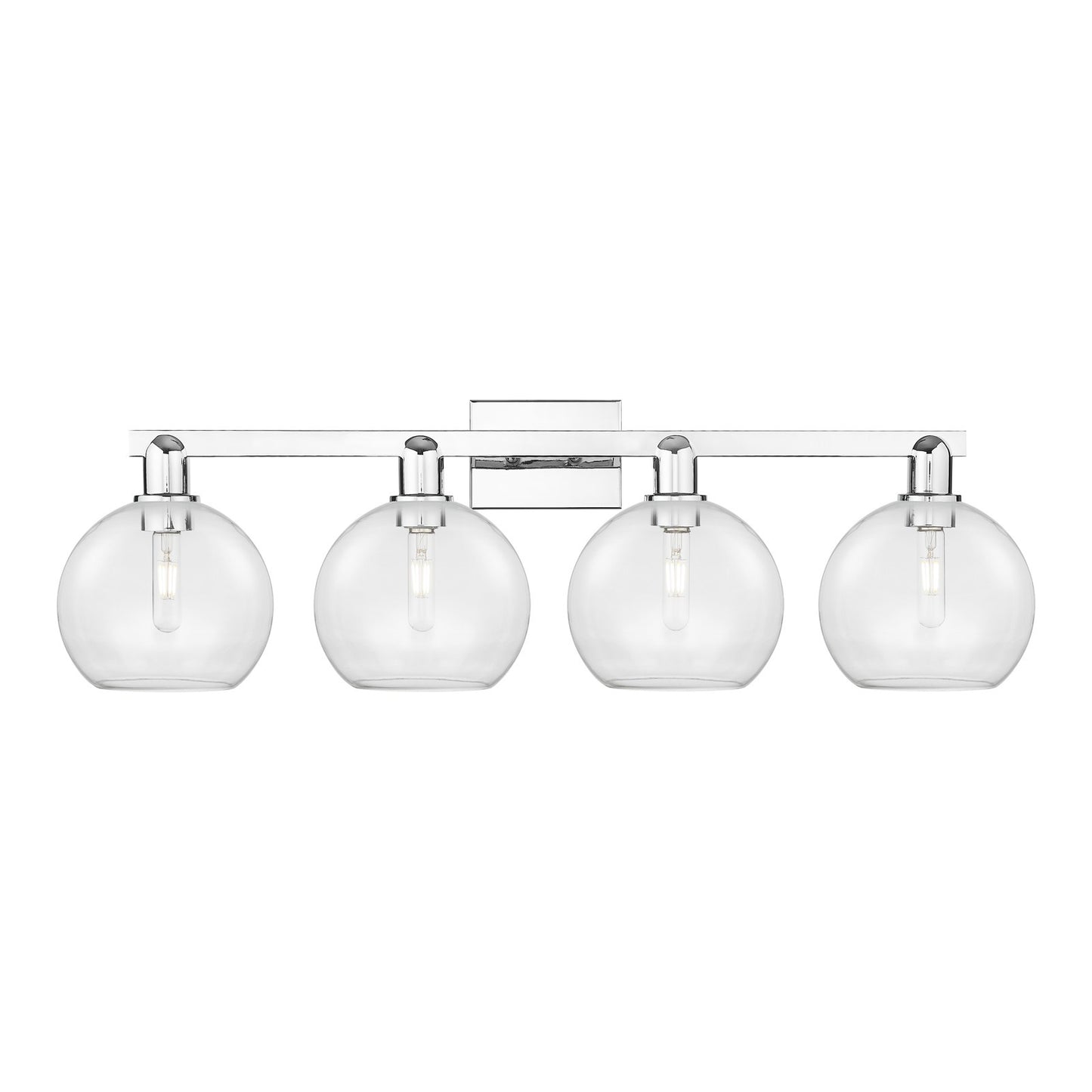 Innovations Athens 35in 4-Light Bath Vanity Light | Industrial Modern Polished Chrome and Clear Glass | Bathroom Vanity | Model 716-4W-PC-G122-8
