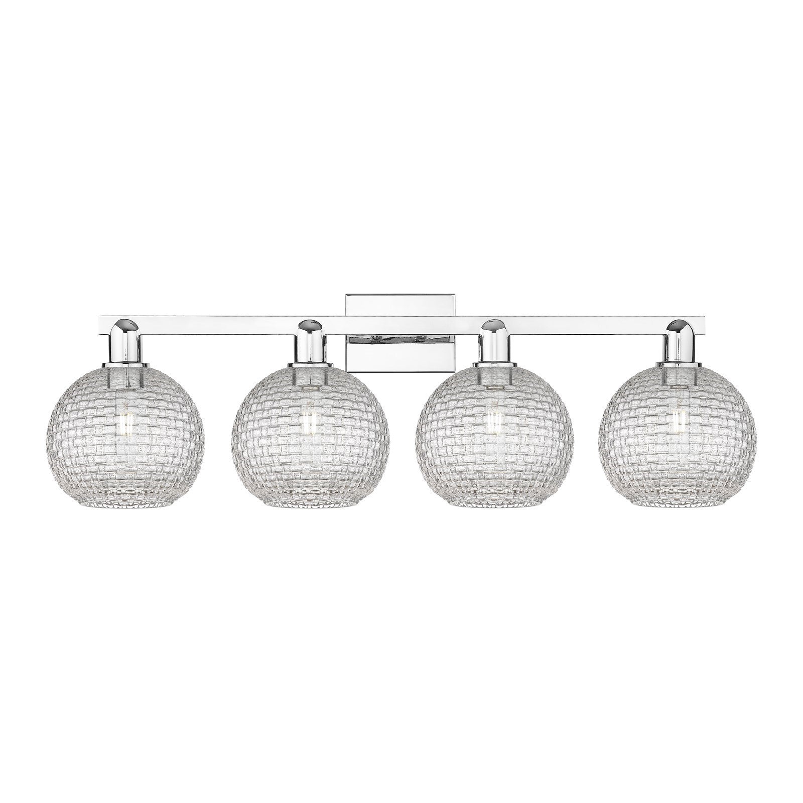 Innovations Athens 35in 4-Light Bath Vanity | Industrial Modern Polished Chrome and Clear Basket Weave Glass | Bathroom Vanity | Model 716-4W-PC-G122C-8CL