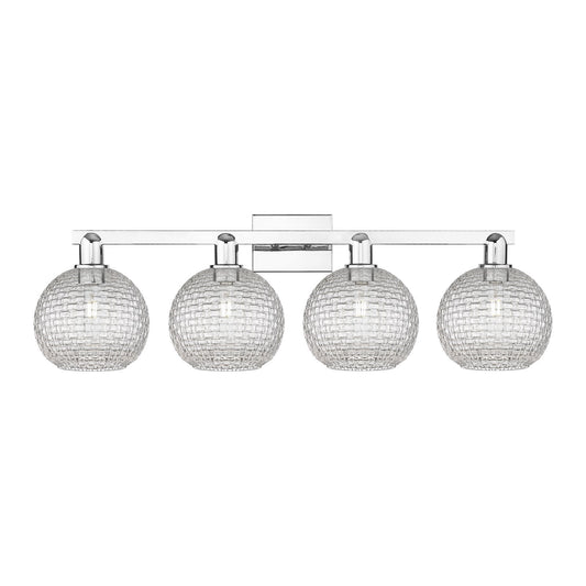 Innovations Athens 35in 4-Light Bath Vanity | Industrial Modern Polished Chrome and Clear Basket Weave Glass | Bathroom Vanity | Model 716-4W-PC-G122C-8CL