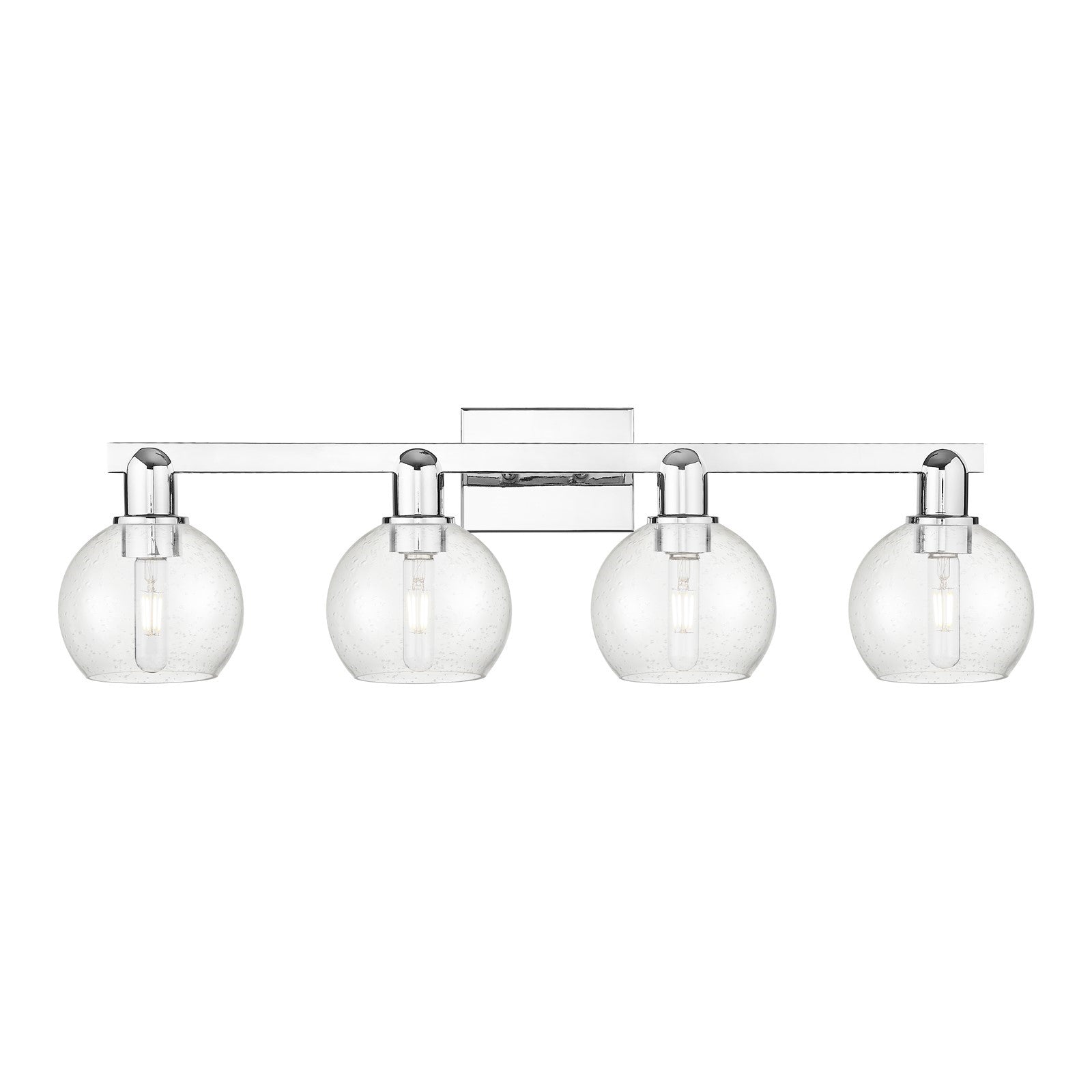 Innovations Athens 33in 4-Light Bath Vanity | Industrial Polished Chrome Steel and Seedy Glass | Bathroom Vanity & Powder Room | Model 716-4W-PC-G124-6