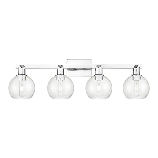 Innovations Athens 33in 4-Light Bath Vanity | Industrial Polished Chrome Steel and Seedy Glass | Bathroom Vanity & Powder Room | Model 716-4W-PC-G124-6