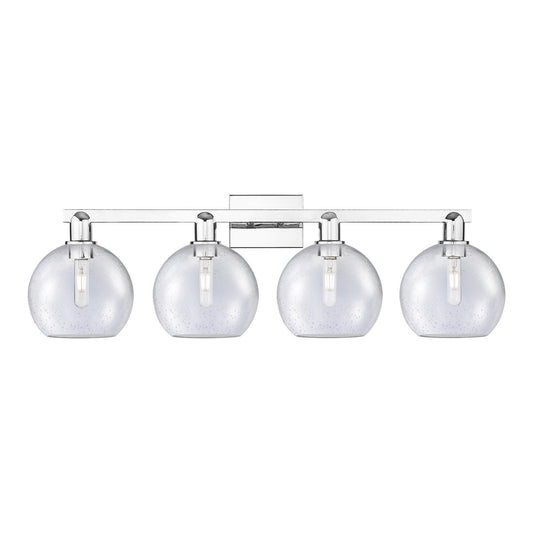 Innovations Athens 35in 4-Light Bath Vanity Light | Industrial Polished Chrome Steel and Seedy Glass | Bathroom Vanity | Model 716-4W-PC-G124-8