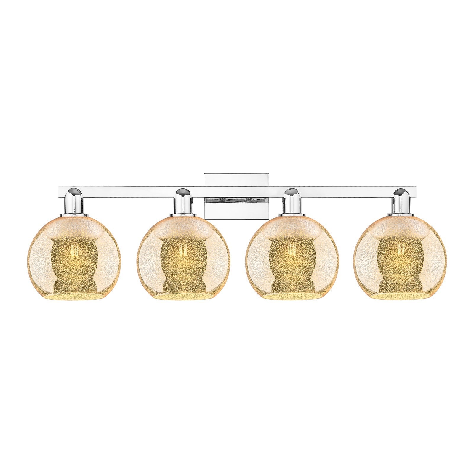 Innovations Athens 35in 4-Light Bath Vanity Light | Industrial Polished Chrome and Mercury Glass | Bathroom Vanity & Powder Room | Model 716-4W-PC-G128-8