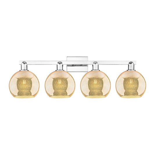 Innovations Athens 35in 4-Light Bath Vanity Light | Industrial Polished Chrome and Mercury Glass | Bathroom Vanity & Powder Room | Model 716-4W-PC-G128-8
