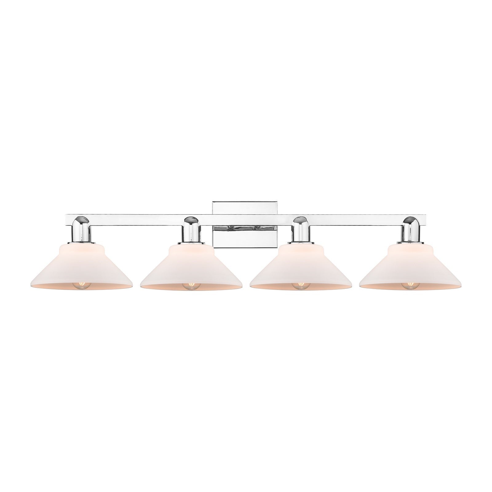 Innovations Orwell 35in 4-Light Bath Vanity Light | Industrial Polished Chrome and Matte White Glass | Bathroom Vanity | Model 716-4W-PC-G131