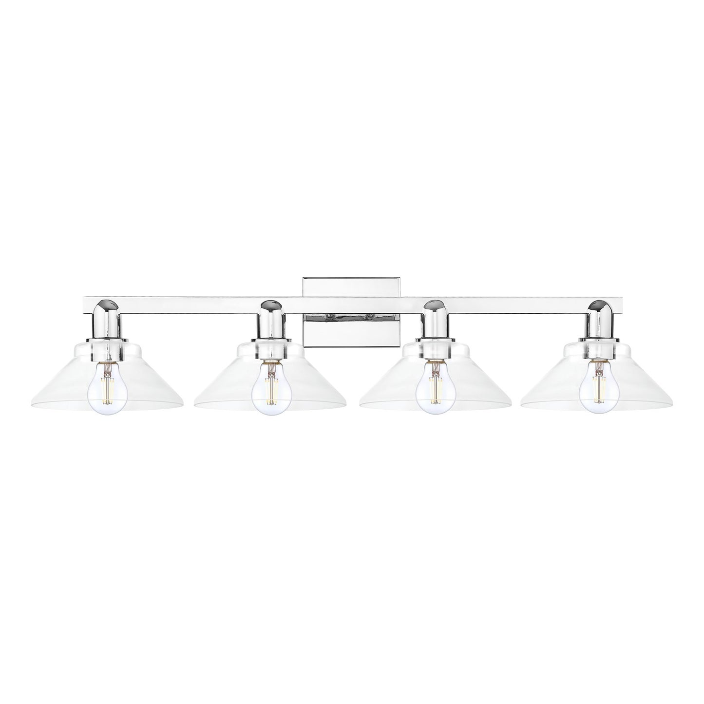 Innovations Orwell 35in 4-Light Bath Vanity Light | Industrial Polished Chrome and Clear Cone Glass | Bathroom Vanity & Powder Room | Model 716-4W-PC-G132