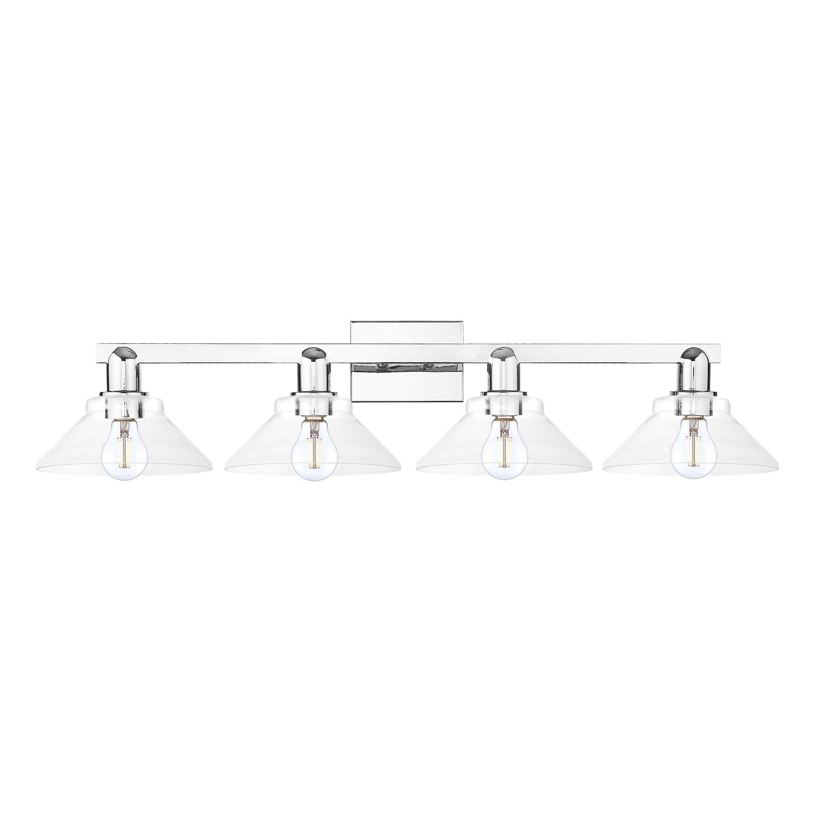 Innovations Orwell 35in 4-Light Bath Vanity Light | Industrial Polished Chrome and Clear Cone Glass | Bathroom Vanity & Powder Room | Model 716-4W-PC-G132