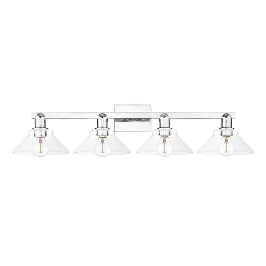 Innovations Orwell 35in 4-Light Bath Vanity Light | Industrial Polished Chrome and Clear Cone Glass | Bathroom Vanity & Powder Room | Model 716-4W-PC-G132