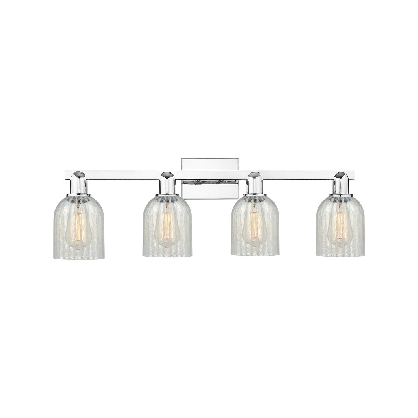 Innovations Caledonia 32in 4-Light Bath Vanity Light | Industrial Polished Chrome and Mouchette Glass | Bathroom Vanity | Model 716-4W-PC-G2511