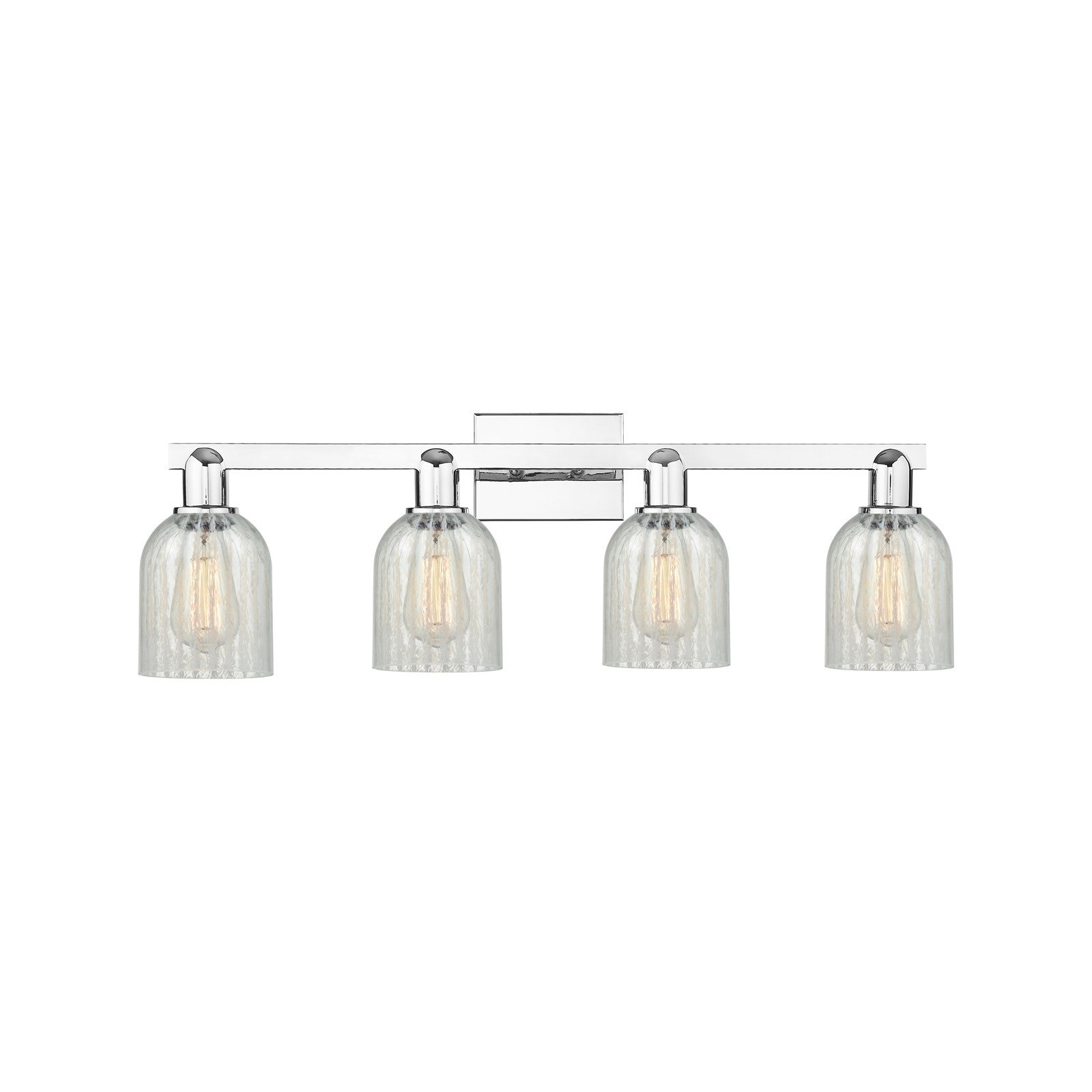 Innovations Caledonia 32in 4-Light Bath Vanity Light | Industrial Polished Chrome and Mouchette Glass | Bathroom Vanity | Model 716-4W-PC-G2511