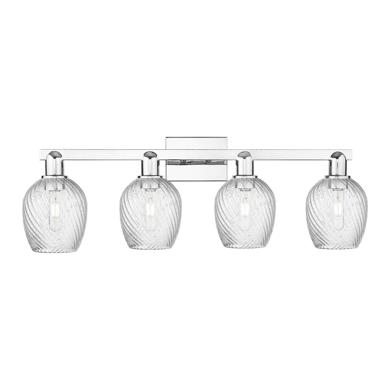 Innovations Salina 33in 4-Light Bath Vanity Light | Industrial Polished Chrome and Clear Spiral Fluted Glass | Bathroom Vanity | Model 716-4W-PC-G292