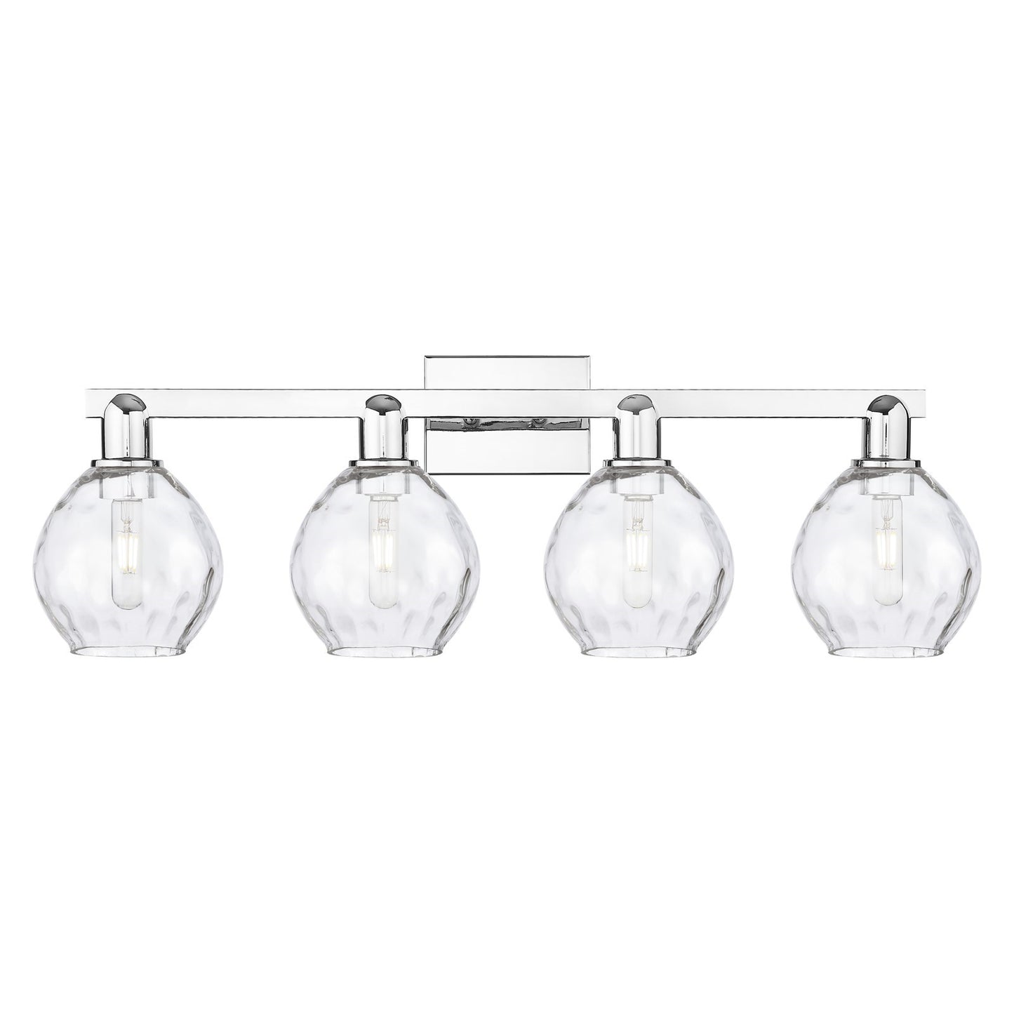 Innovations Waverly 33in 4-Light Bath Vanity Light | Industrial Polished Chrome and Clear Glass | Bathroom & Entryway | Model 716-4W-PC-G362