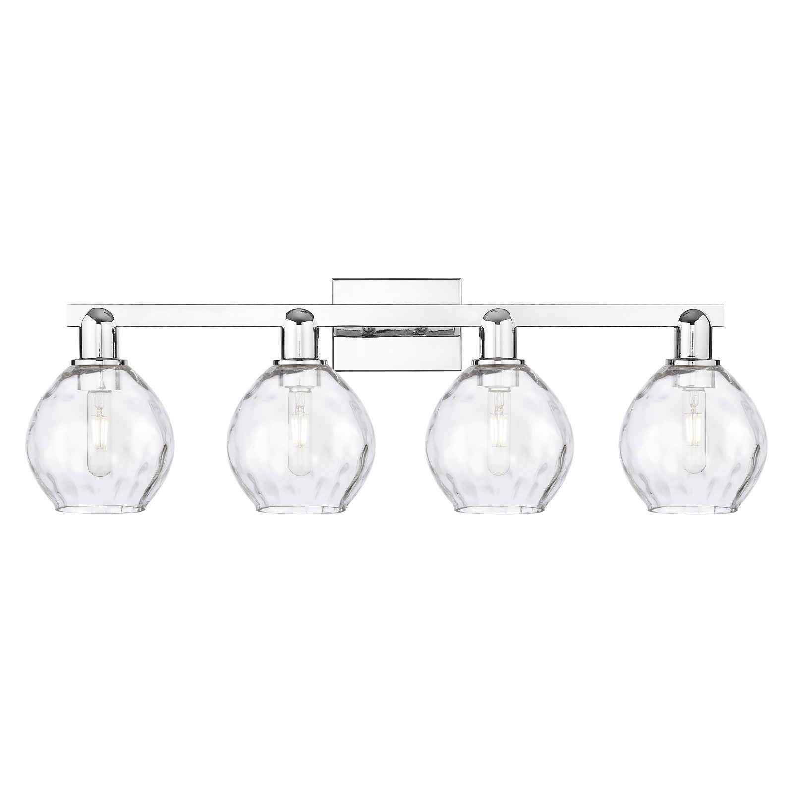Innovations Waverly 33in 4-Light Bath Vanity Light | Industrial Polished Chrome and Clear Glass | Bathroom & Entryway | Model 716-4W-PC-G362