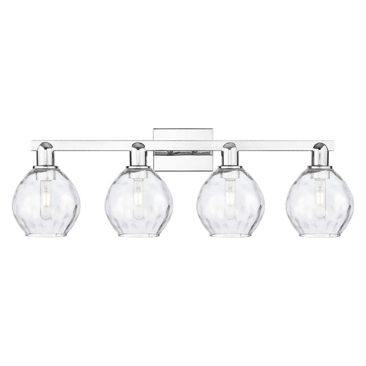 Innovations Waverly 33in 4-Light Bath Vanity Light | Industrial Polished Chrome and Clear Glass | Bathroom & Entryway | Model 716-4W-PC-G362