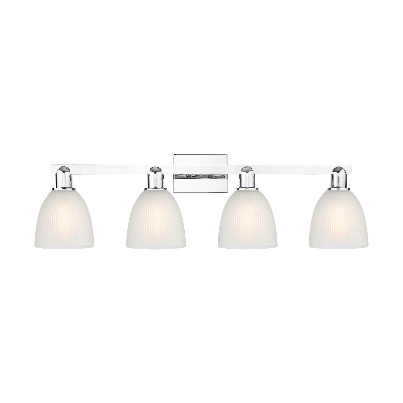 Innovations Castile 33in 4-Light Bath Vanity Light | Industrial Polished Chrome and White Glass | Bathroom Vanity | Model 716-4W-PC-G381