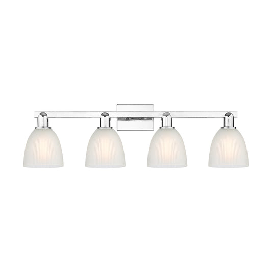 Innovations Castile 33in 4-Light Bath Vanity Light | Industrial Polished Chrome and White Glass | Bathroom Vanity | Model 716-4W-PC-G381