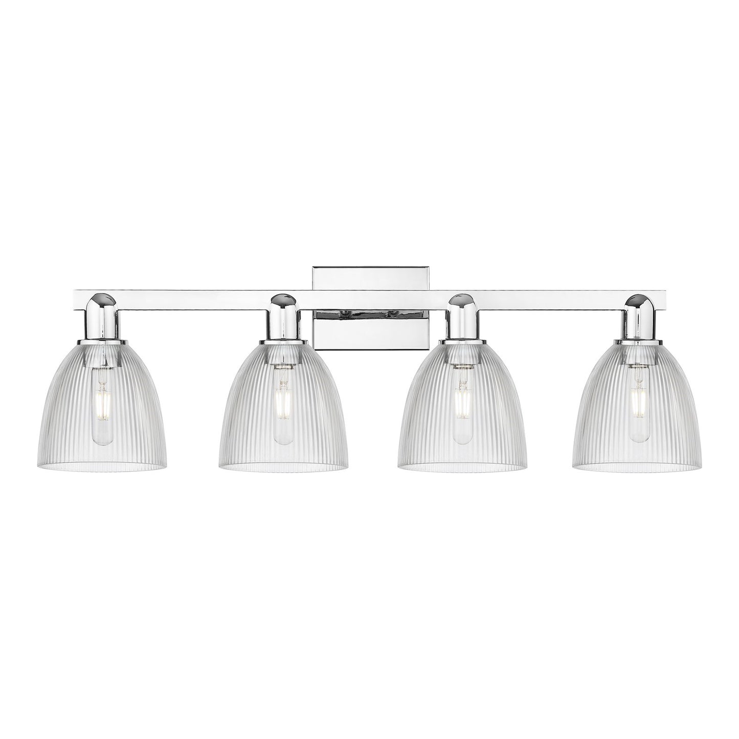 Innovations Castile 33in 4-Light Bath Vanity Light | Industrial Polished Chrome and Clear Glass | Bathroom Vanity | Model 716-4W-PC-G382