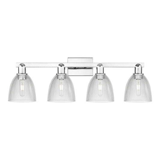 Innovations Castile 33in 4-Light Bath Vanity Light | Industrial Polished Chrome and Clear Glass | Bathroom Vanity | Model 716-4W-PC-G382