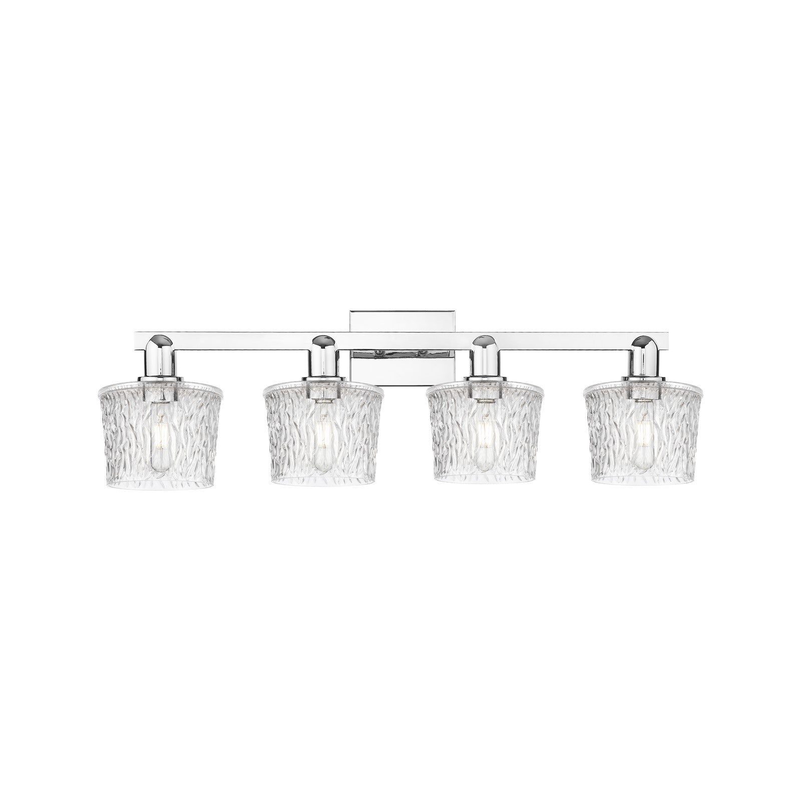 Innovations Niagara 34in 4-Light Bath Vanity Light | Industrial Modern Polished Chrome and Clear Glass | Bathroom Vanity | Model 716-4W-PC-G402