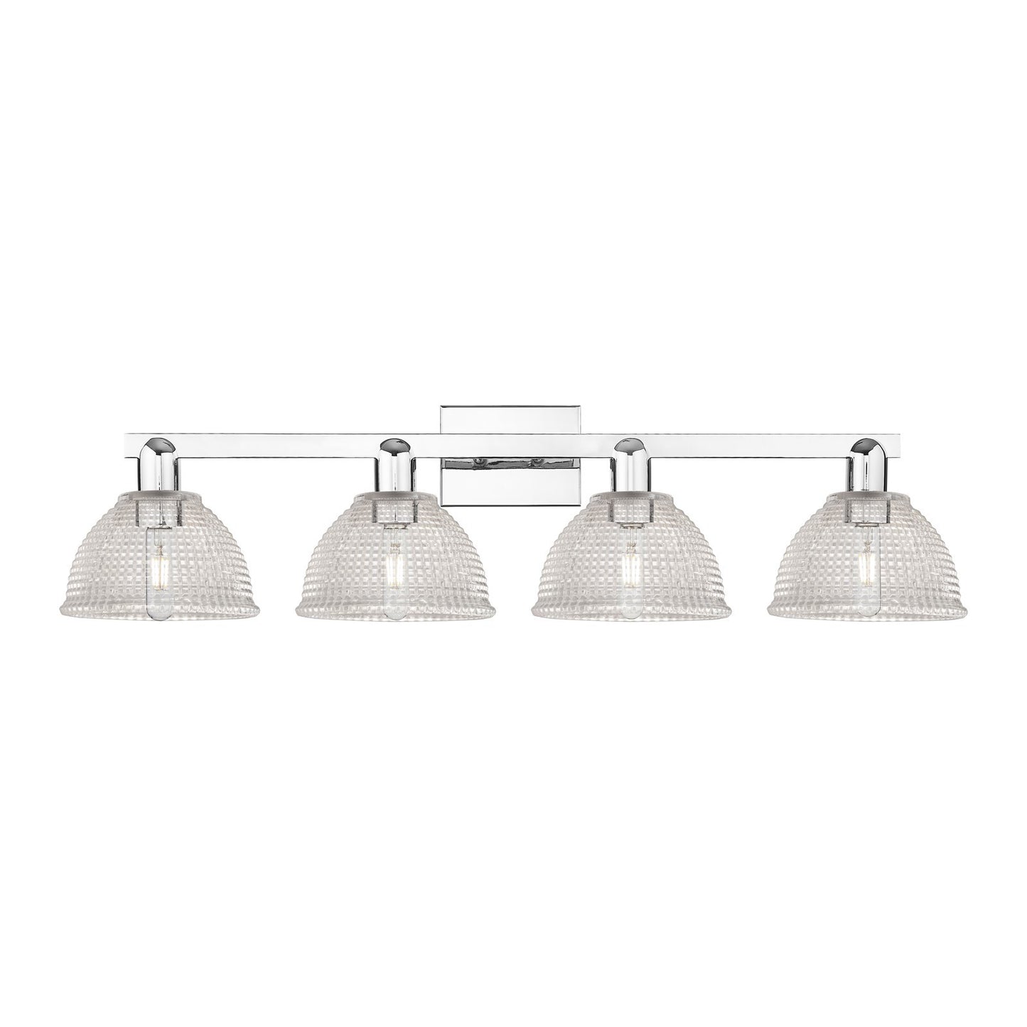 Innovations Arietta 35in 4-Light Bath Vanity Light | Polished Chrome Steel and Cast Brass with Clear Glass Dome Shades | Bathroom | Model 716-4W-PC-G422