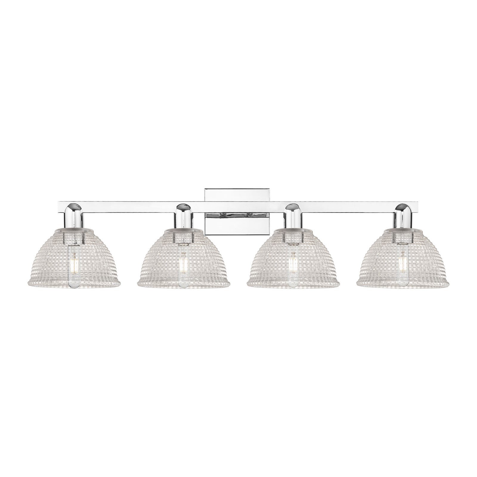Innovations Arietta 35in 4-Light Bath Vanity Light | Polished Chrome Steel and Cast Brass with Clear Glass Dome Shades | Bathroom | Model 716-4W-PC-G422