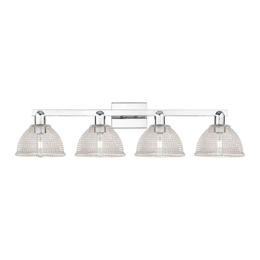 Innovations Arietta 35in 4-Light Bath Vanity Light | Polished Chrome Steel and Cast Brass with Clear Glass Dome Shades | Bathroom | Model 716-4W-PC-G422