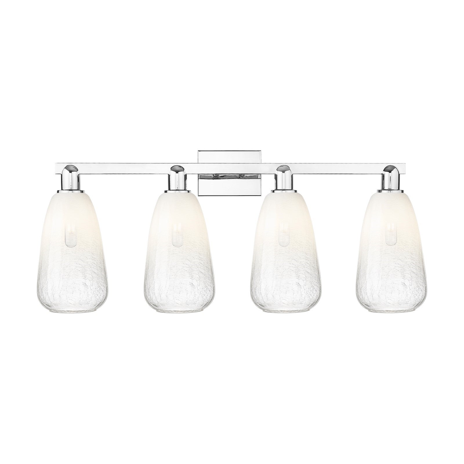 Innovations Brookhaven Almond 33in 4-Light Bath Vanity Light | Industrial Polished Chrome and Opal Glass | Bathroom Vanity | Model 716-4W-PC-G480-6OP