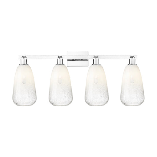 Innovations Brookhaven Almond 33in 4-Light Bath Vanity Light | Industrial Polished Chrome and Opal Glass | Bathroom Vanity | Model 716-4W-PC-G480-6OP