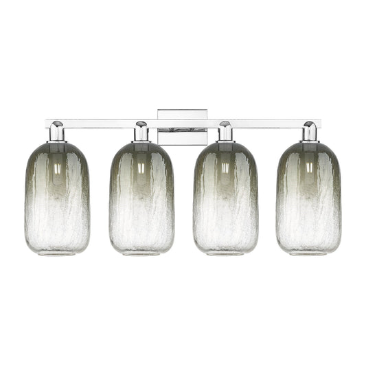 Innovations Brookhaven Cloche 34in 4-Light Bath Vanity Light | Industrial Polished Chrome Steel and Slate Glass | Bathroom | Model 716-4W-PC-G482-7SL