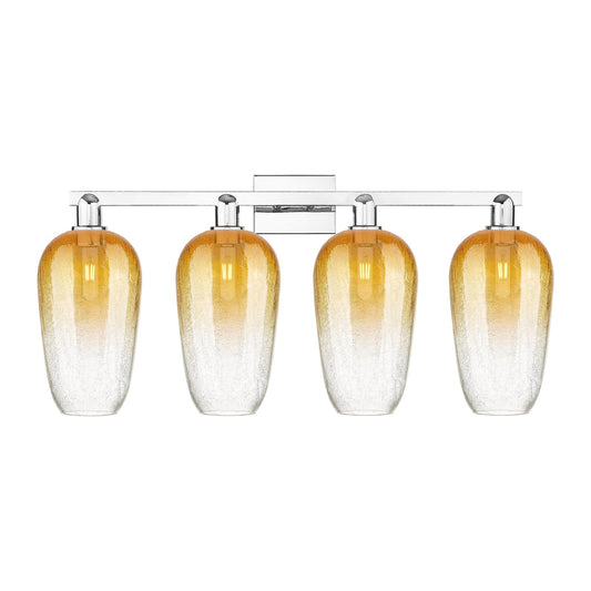 Innovations Brookhaven Flute 34in 4-Light Bath Vanity | Industrial Polished Chrome and Amber Glass | Bathroom Vanity | Model 716-4W-PC-G484-7AM