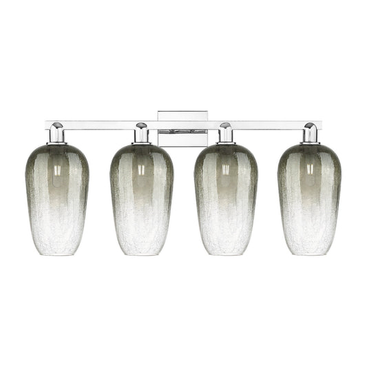 Innovations Brookhaven Flute 34in 4-Light Bath Vanity | Industrial Modern Polished Chrome and Slate Glass | Bathroom Vanity | Model 716-4W-PC-G484-7SL