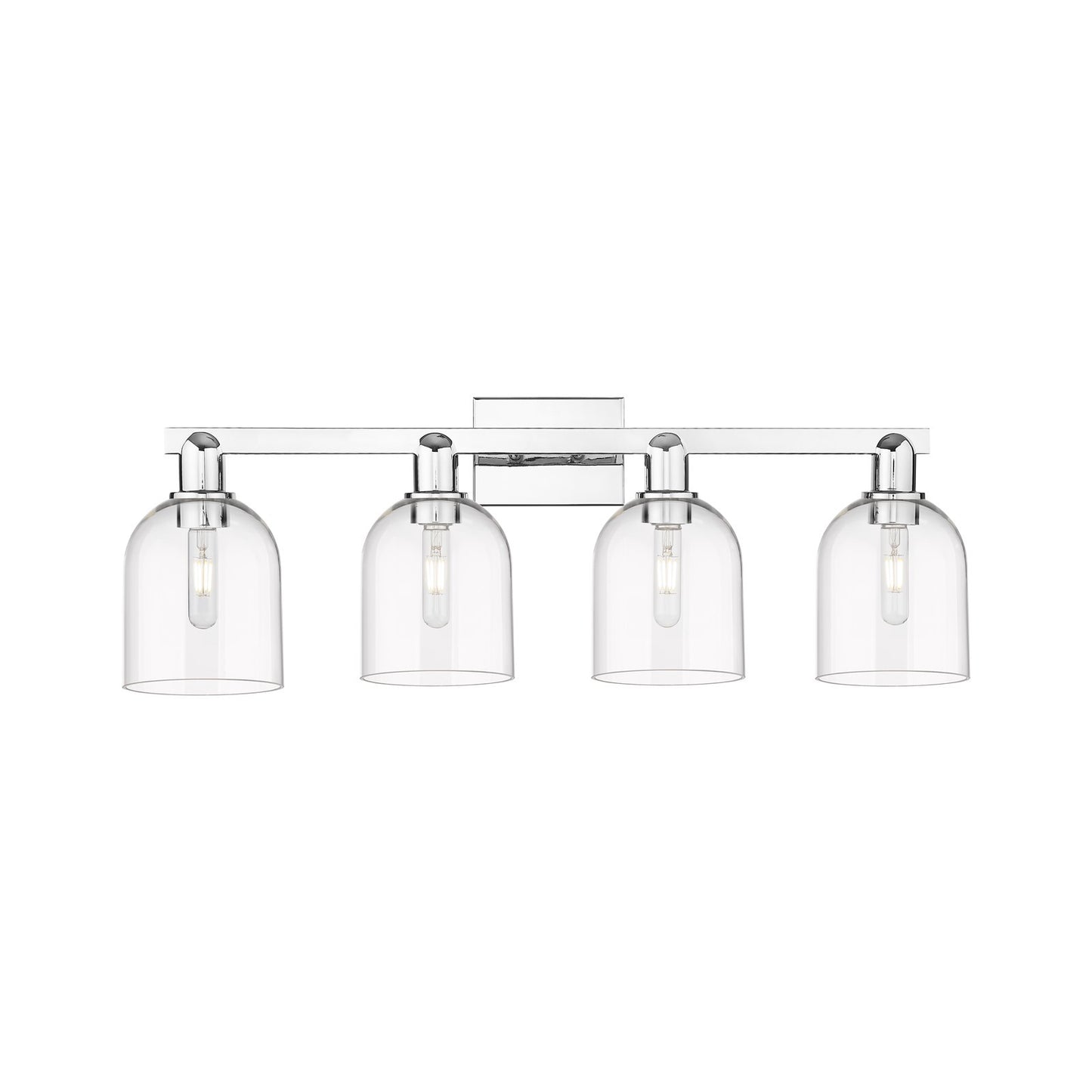 Innovations Bella 33in 4-Light Bath Vanity Light | Industrial Polished Chrome Steel and Seedy Glass | Bathroom Vanity | Model 716-4W-PC-G558-6SDY