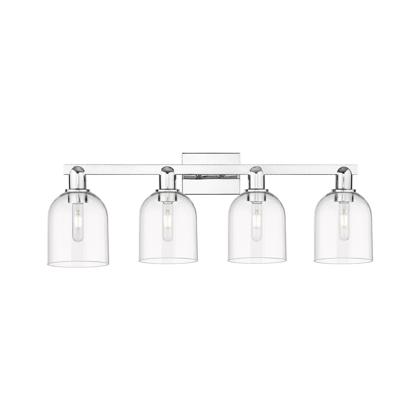Innovations Bella 33in 4-Light Bath Vanity Light | Industrial Polished Chrome Steel and Seedy Glass | Bathroom Vanity | Model 716-4W-PC-G558-6SDY