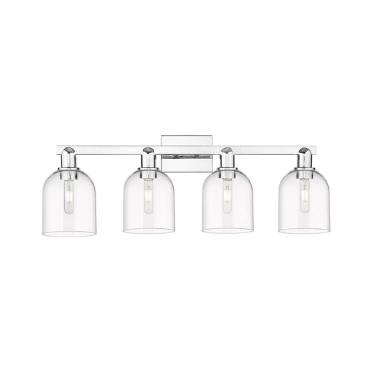 Innovations Bella 33in 4-Light Bath Vanity Light | Industrial Polished Chrome Steel and Seedy Glass | Bathroom Vanity | Model 716-4W-PC-G558-6SDY