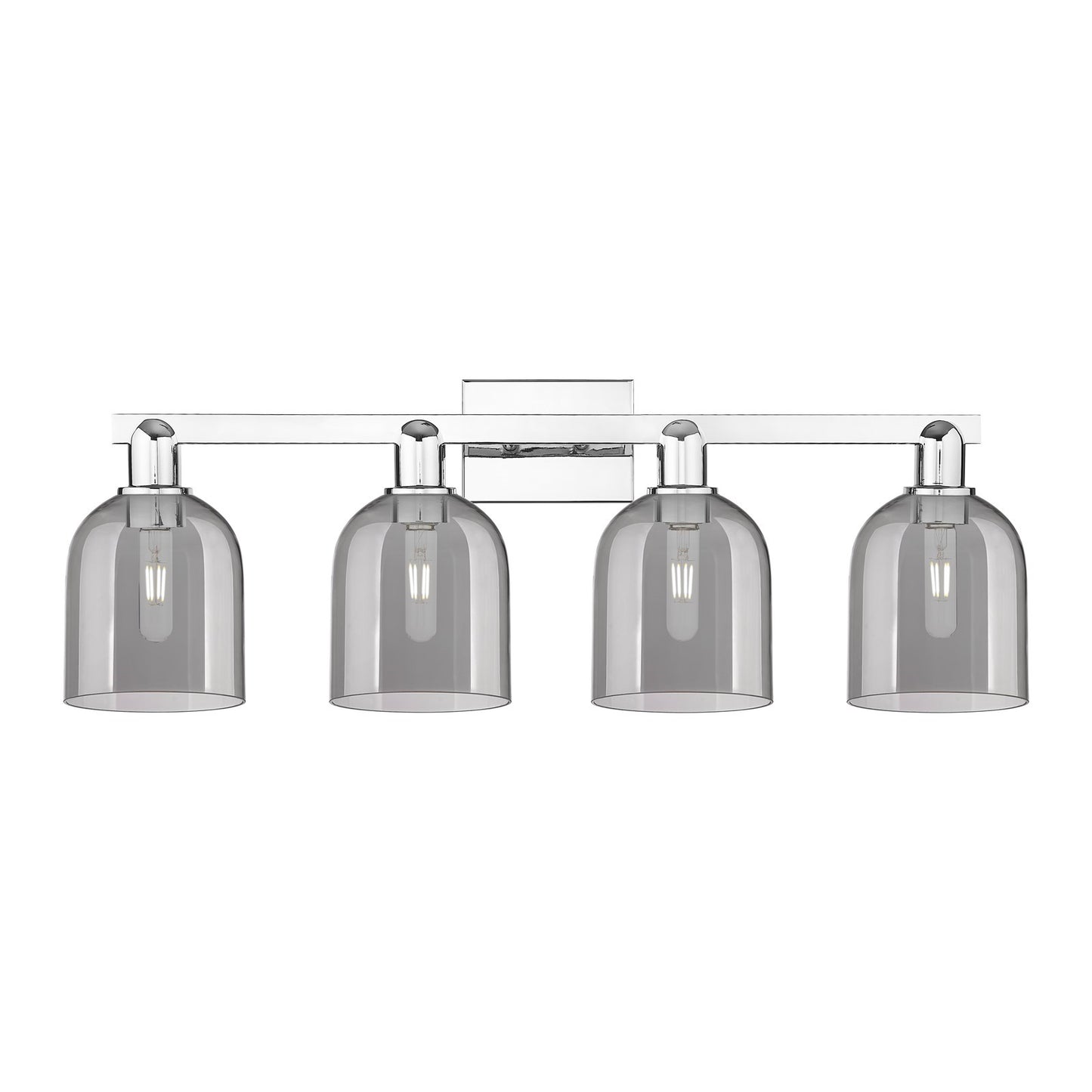 Innovations Bella 33in 4-Light Bath Vanity | Industrial Polished Chrome and Light Smoke Glass | Bathroom Vanity Light | Model 716-4W-PC-G558-6SM