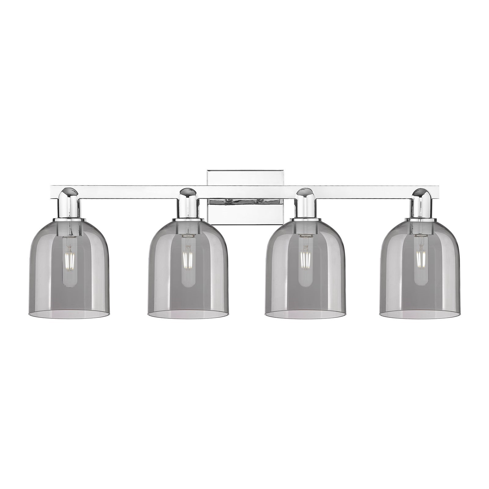 Innovations Bella 33in 4-Light Bath Vanity | Industrial Polished Chrome and Light Smoke Glass | Bathroom Vanity Light | Model 716-4W-PC-G558-6SM
