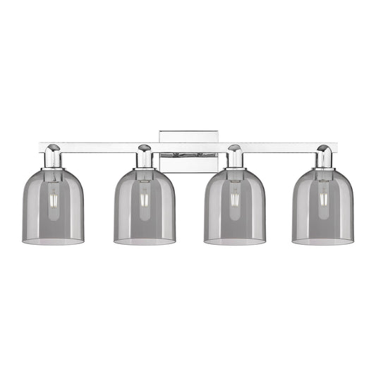 Innovations Bella 33in 4-Light Bath Vanity | Industrial Polished Chrome and Light Smoke Glass | Bathroom Vanity Light | Model 716-4W-PC-G558-6SM
