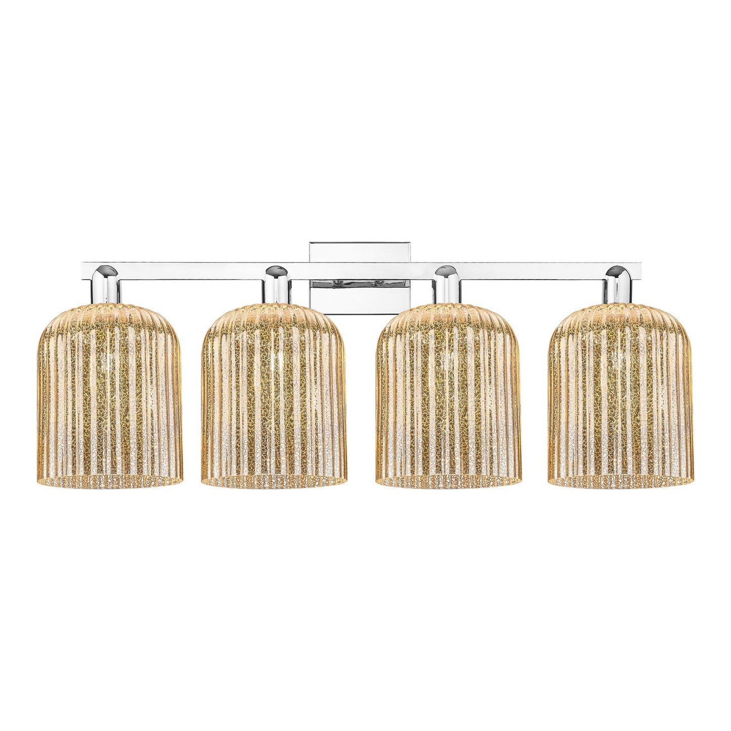 Innovations Bridal Veil 35in 4-Light Bath Vanity Light | Industrial Polished Chrome Steel and Mercury Ribbed Glass | Bathroom | Model 716-4W-PC-G559-8ME