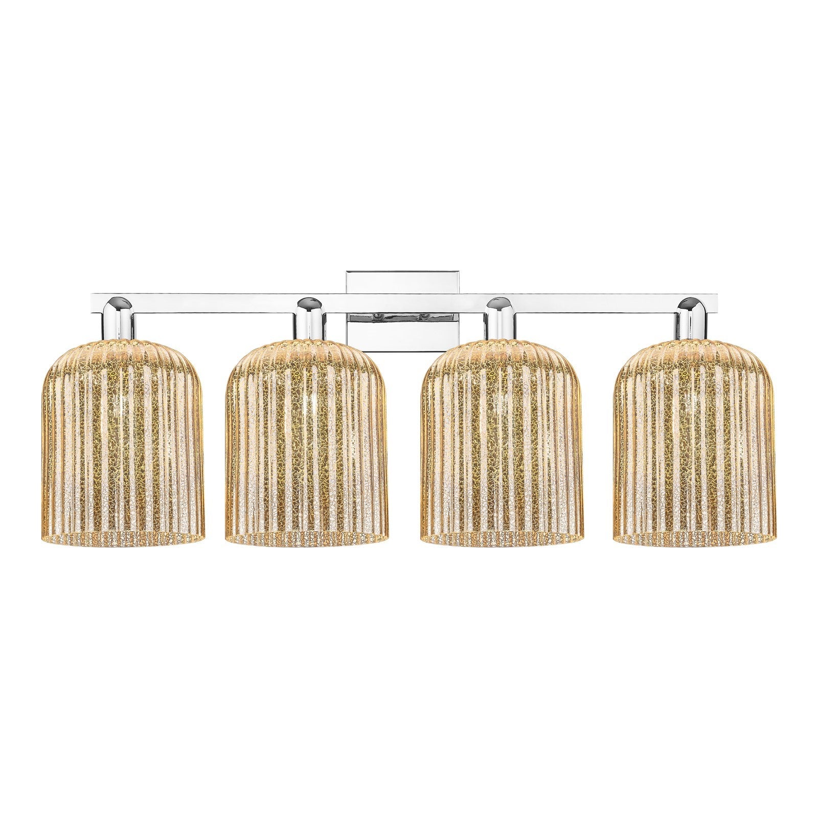 Innovations Bridal Veil 35in 4-Light Bath Vanity Light | Industrial Polished Chrome Steel and Mercury Ribbed Glass | Bathroom | Model 716-4W-PC-G559-8ME