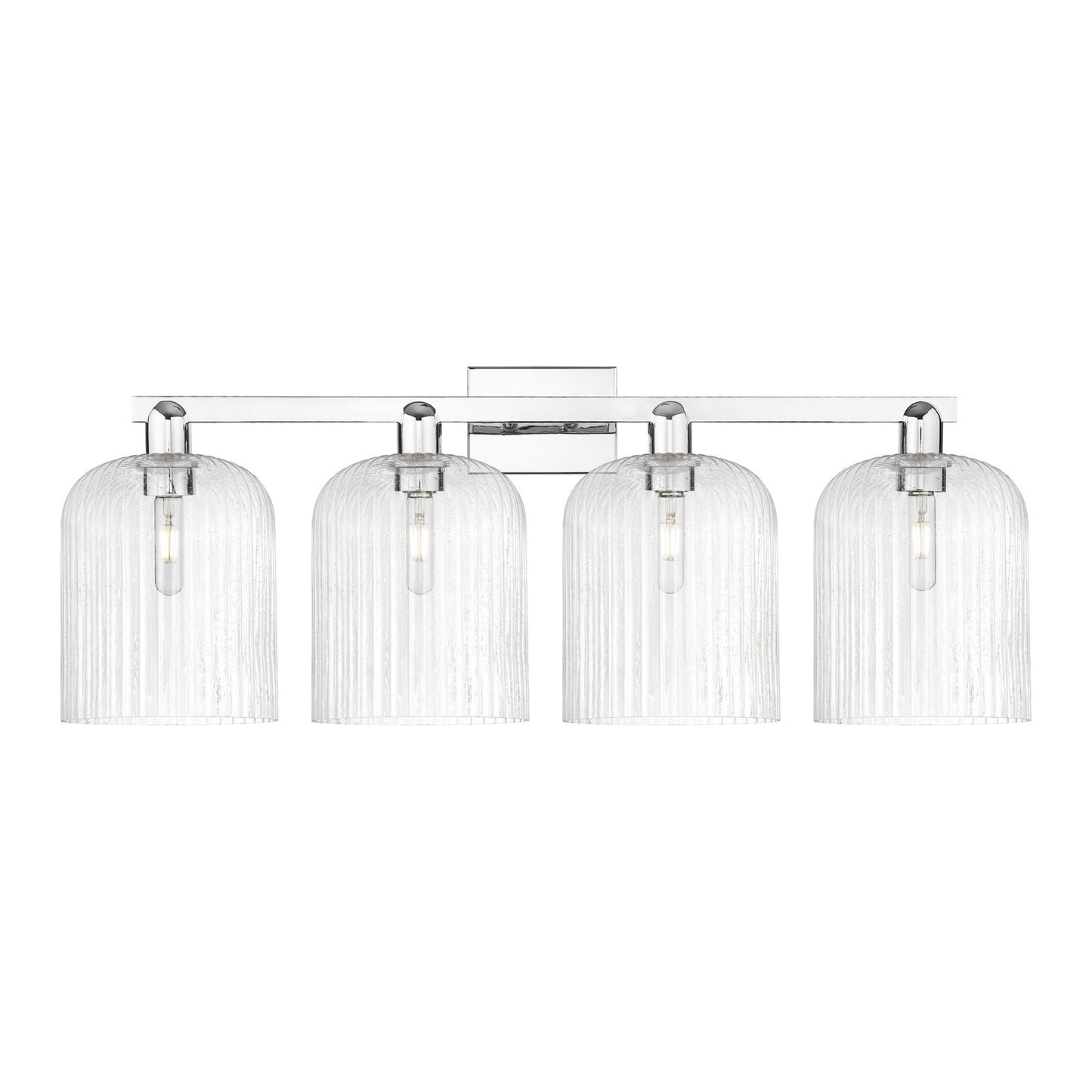 Innovations Bridal Veil 35in 4-Light Bath Vanity Light | Industrial Polished Chrome Steel and Seedy Ribbed Glass | Bathroom | Model 716-4W-PC-G559-8SDY