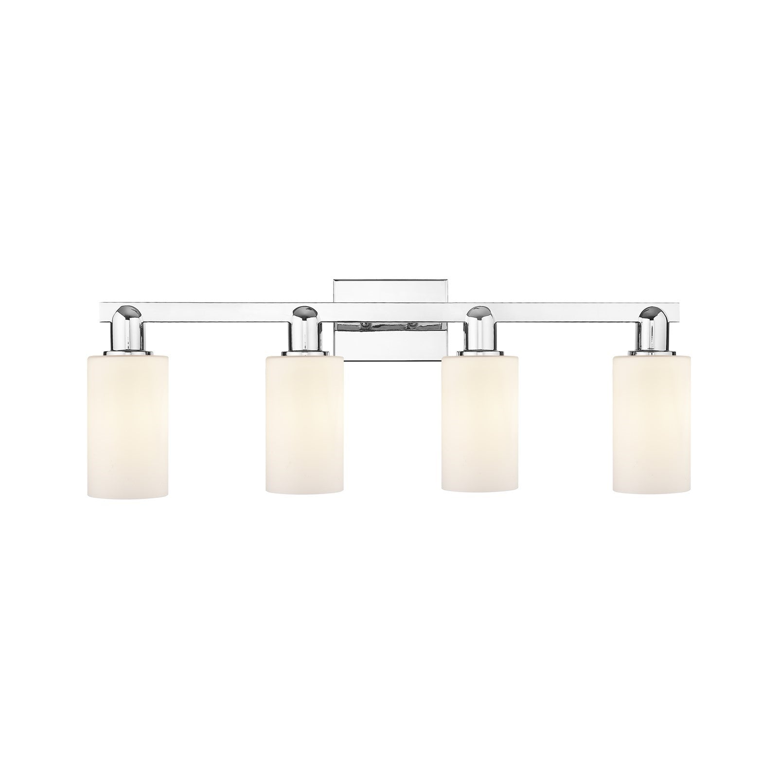 Innovations Clymer 31in 4-Light Bath Vanity Light | Industrial Polished Chrome and Matte White Glass | Bathroom Vanity Light | Model 716-4W-PC-G801