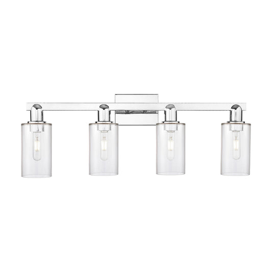 Innovations Clymer 31in 4-Light Bath Vanity Light | Industrial Polished Chrome and Clear Glass | Bathroom Vanity & Powder Room | Model 716-4W-PC-G802