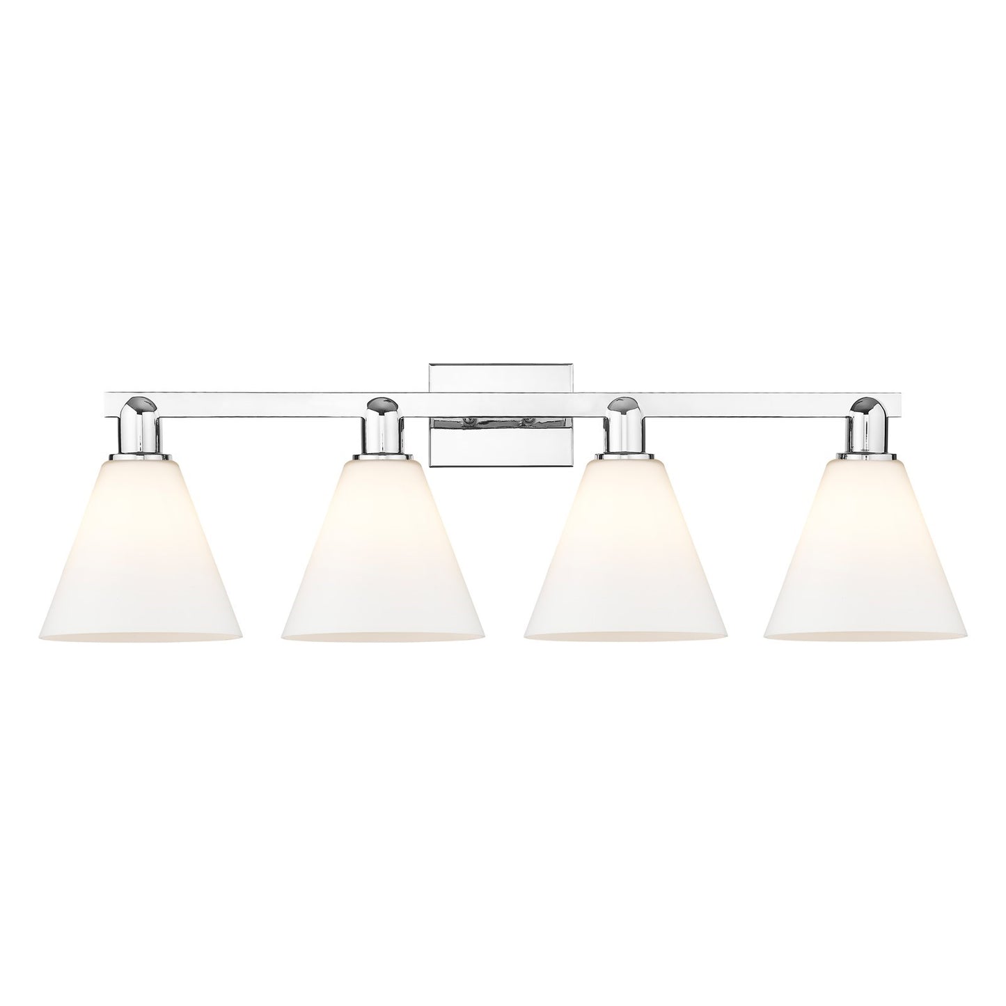 Innovations Berkshire Glass 35in 4-Light Bath Vanity Light | Industrial Polished Chrome and Matte White Glass | Bathroom Vanity | Model 716-4W-PC-GBC-81