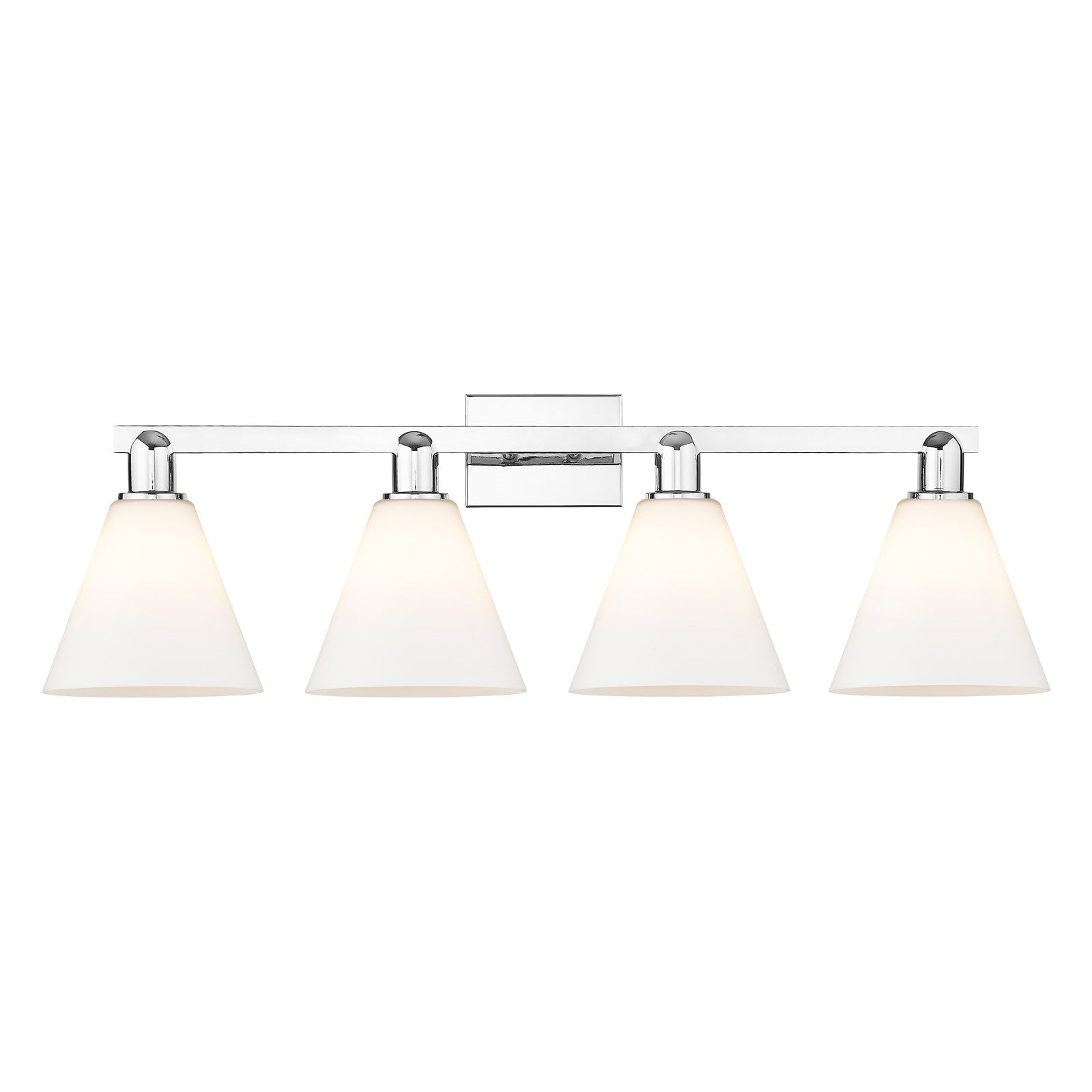 Innovations Berkshire Glass 35in 4-Light Bath Vanity Light | Industrial Polished Chrome and Matte White Glass | Bathroom Vanity | Model 716-4W-PC-GBC-81
