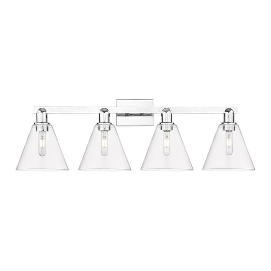 Innovations Berkshire Glass 35in 4-Light Bath Vanity | Industrial Transitional Polished Chrome and Clear Glass | Bathroom Vanity | Model 716-4W-PC-GBC-82
